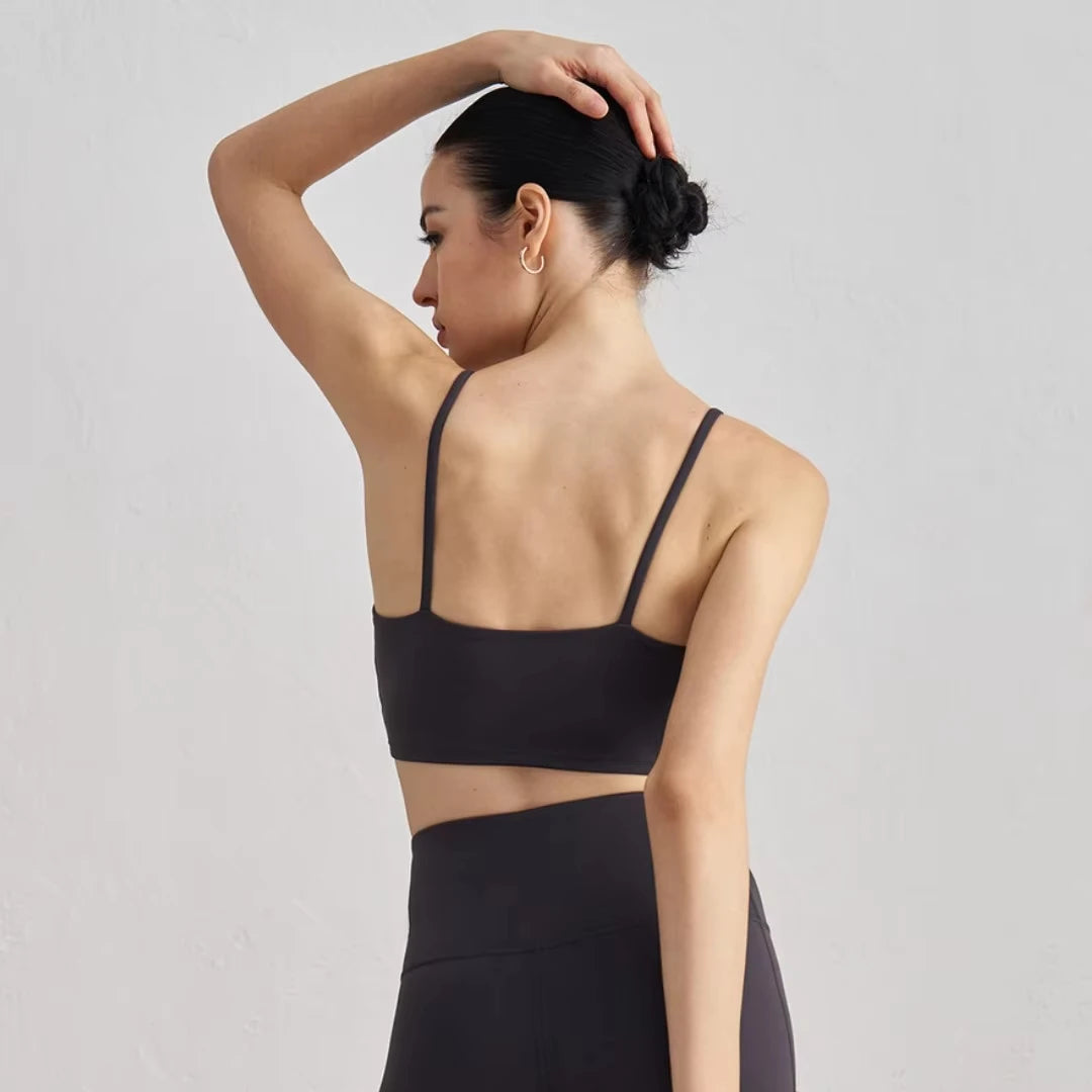 Women's Straight Neck Thin Strap Sports Bra