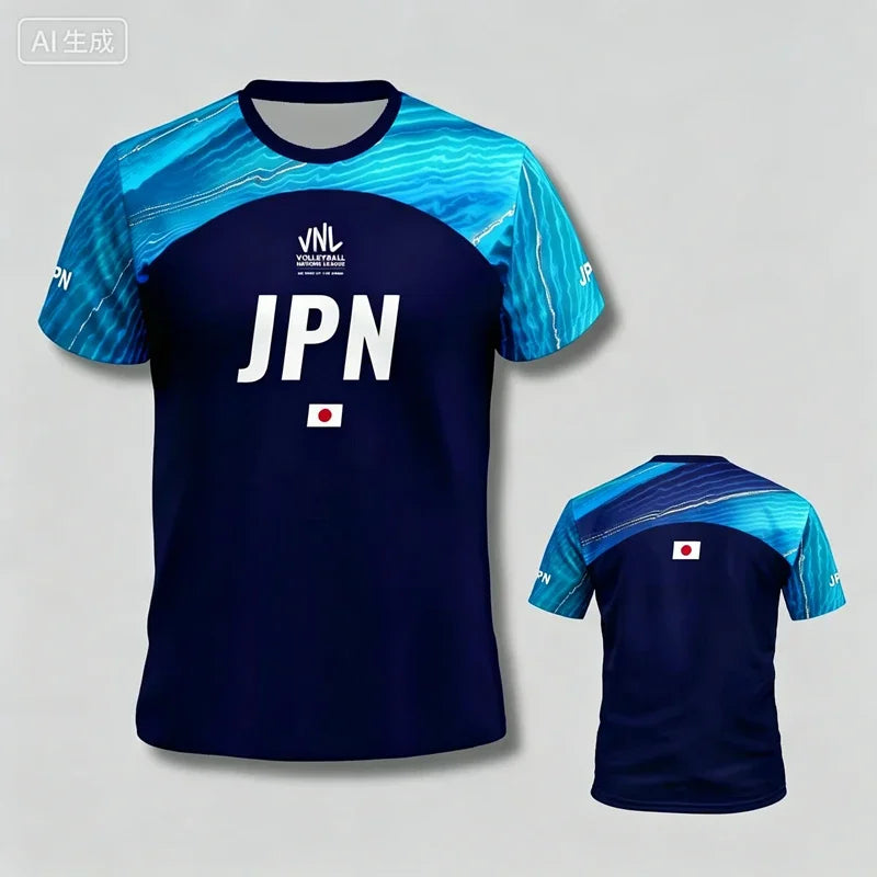 Japan Graphic Volleyball Short Sleeve Jersey For Sports Outfits