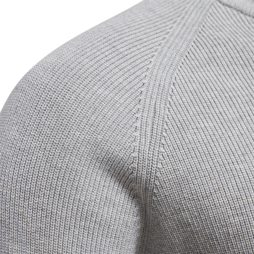 Men's Quarter Zip Long Sleeve Knit Sweater