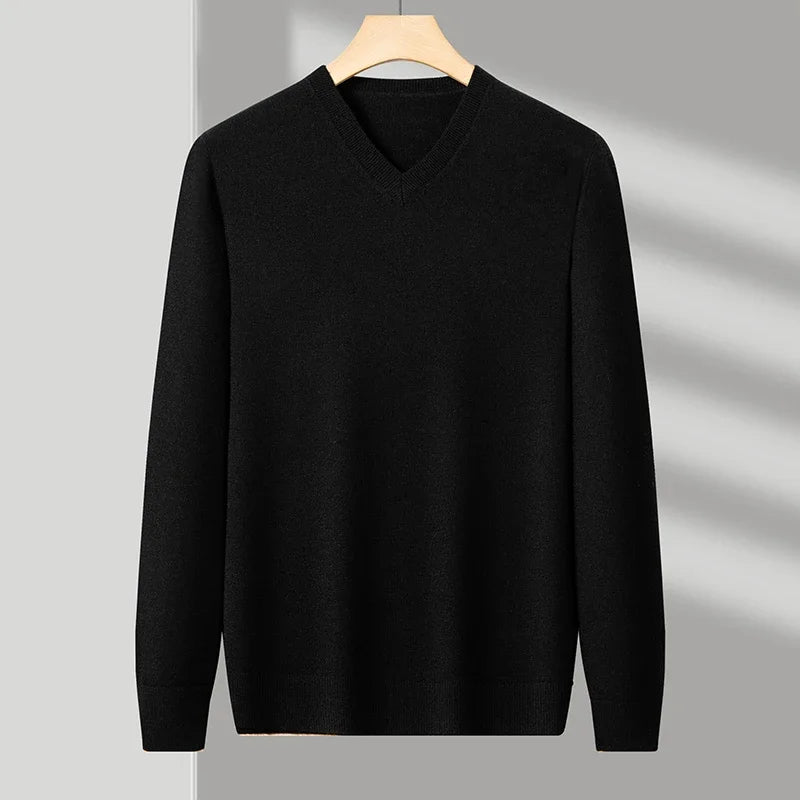 Men's V Neck Long Sleeve Knit Sweater