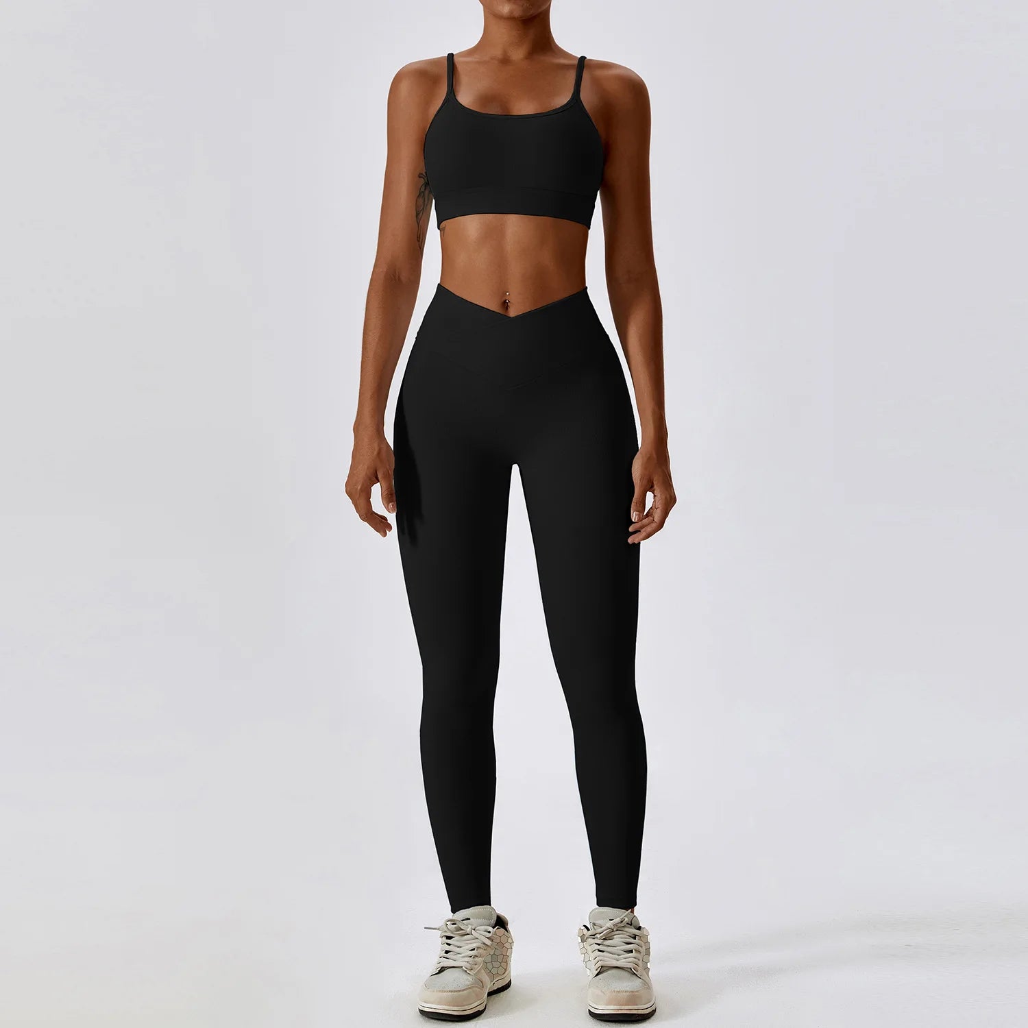 Women's Halter Bra And Flared Leggings Yoga Set