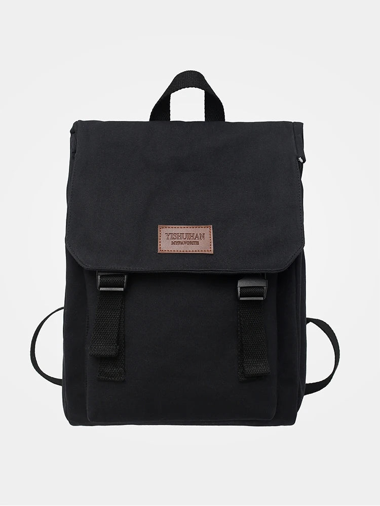 Canvas Flap Backpack with Buckle Detail for School and Daily Carry