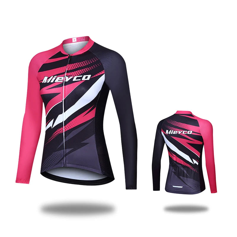 Women Cycling Jersey Long Sleeve Breathable Lightweight Spring Autumn Road Bike Top