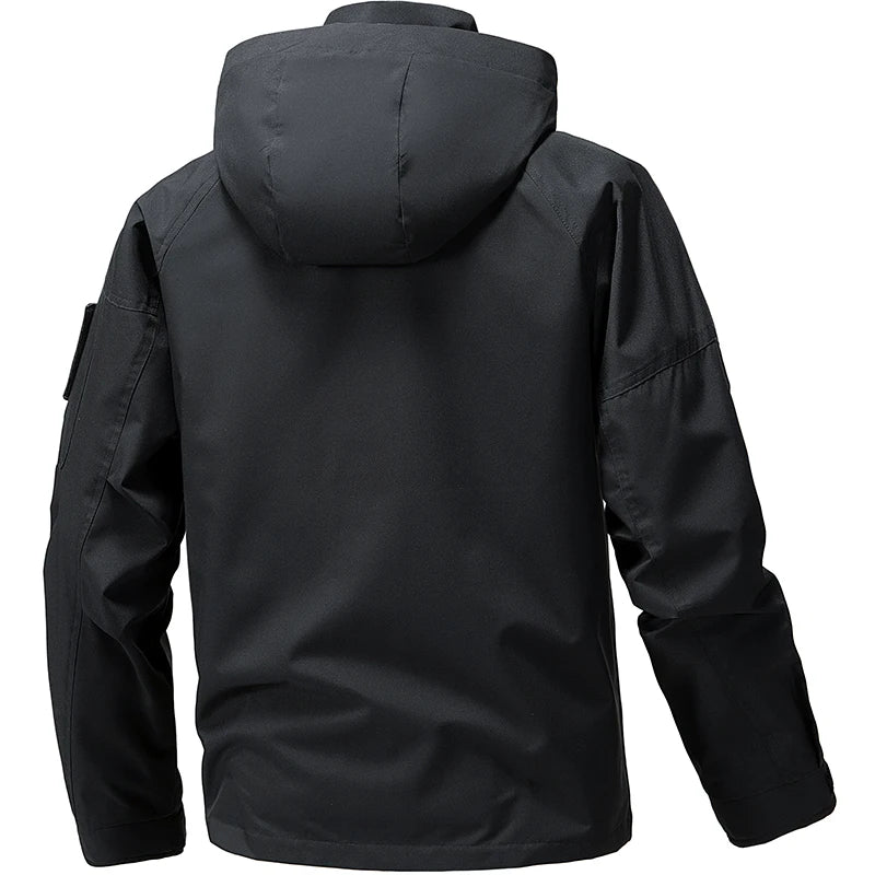Hooded Long Sleeve Full Zip Outdoor Hiking Jacket with Pockets