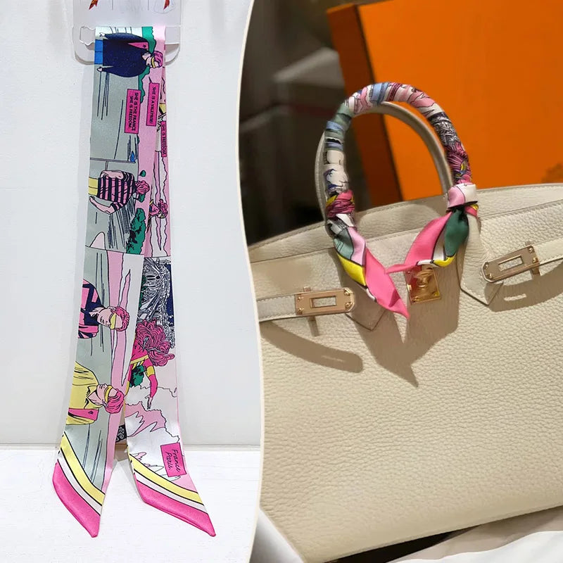 Printed Skinny Scarf for Neck and Bag Handle Styling