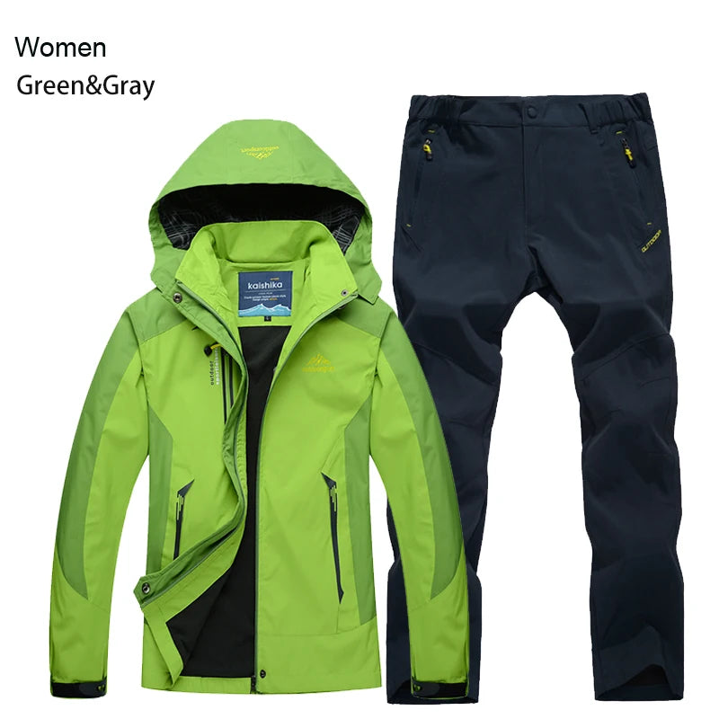 Outdoor Hooded Jacket and Trouser Clothing Set with Style Options