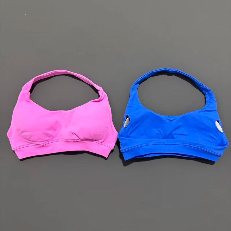 Women's Ruched Halter Neck Sports Bra