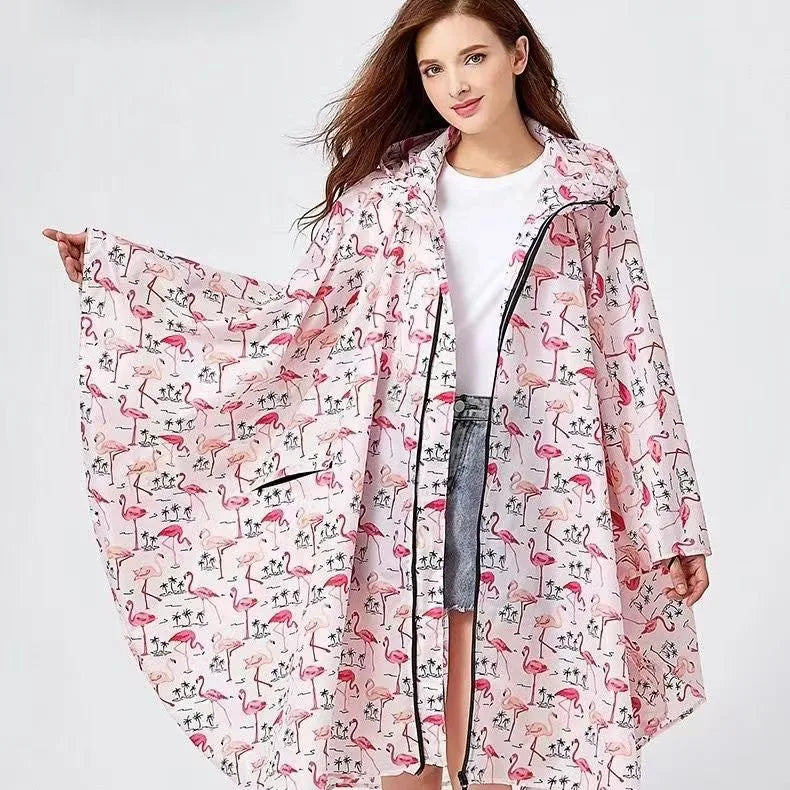 Hooded Printed Poncho for Layering over Tops and Dresses