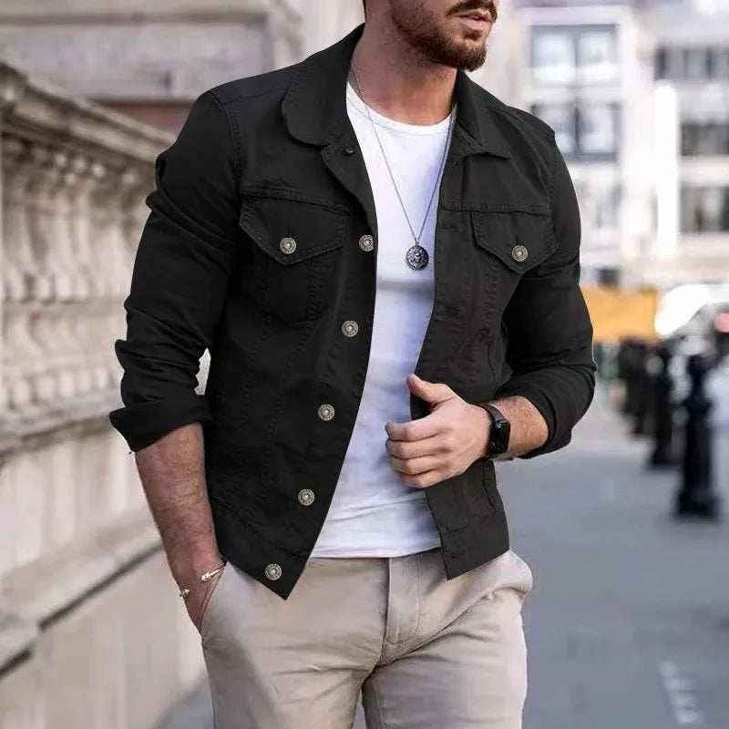 Long Sleeve Button Front Casual Denim Streetwear Jacket