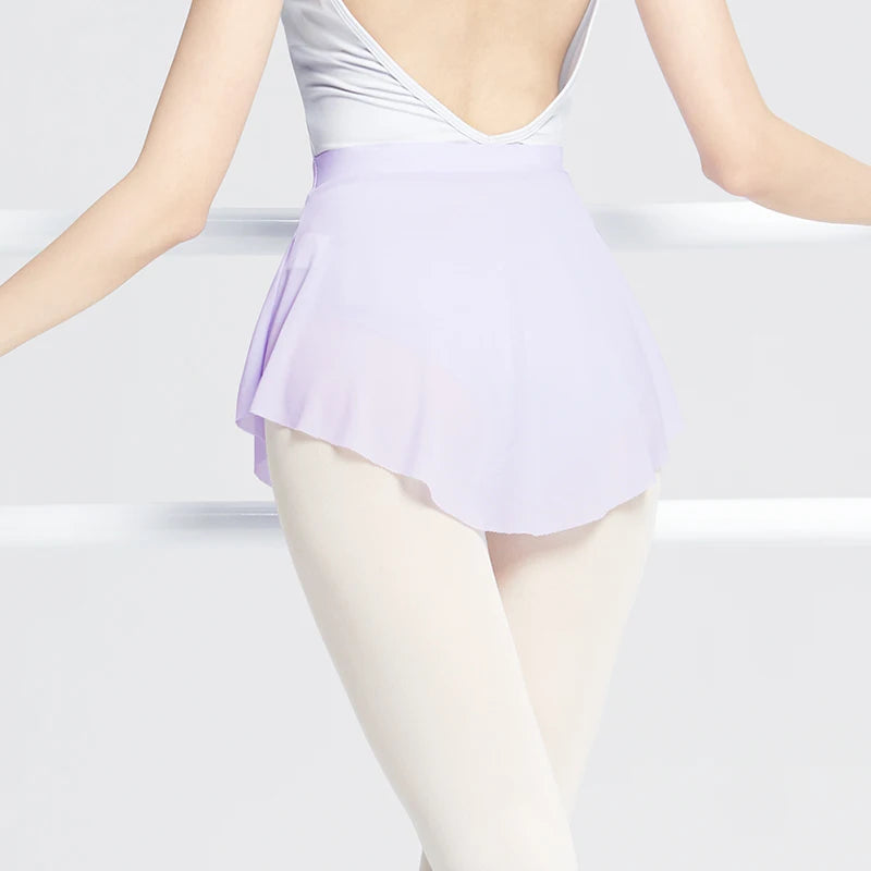 Women's Short Mesh Ballet Skirt with Side Split and Elastic Waist