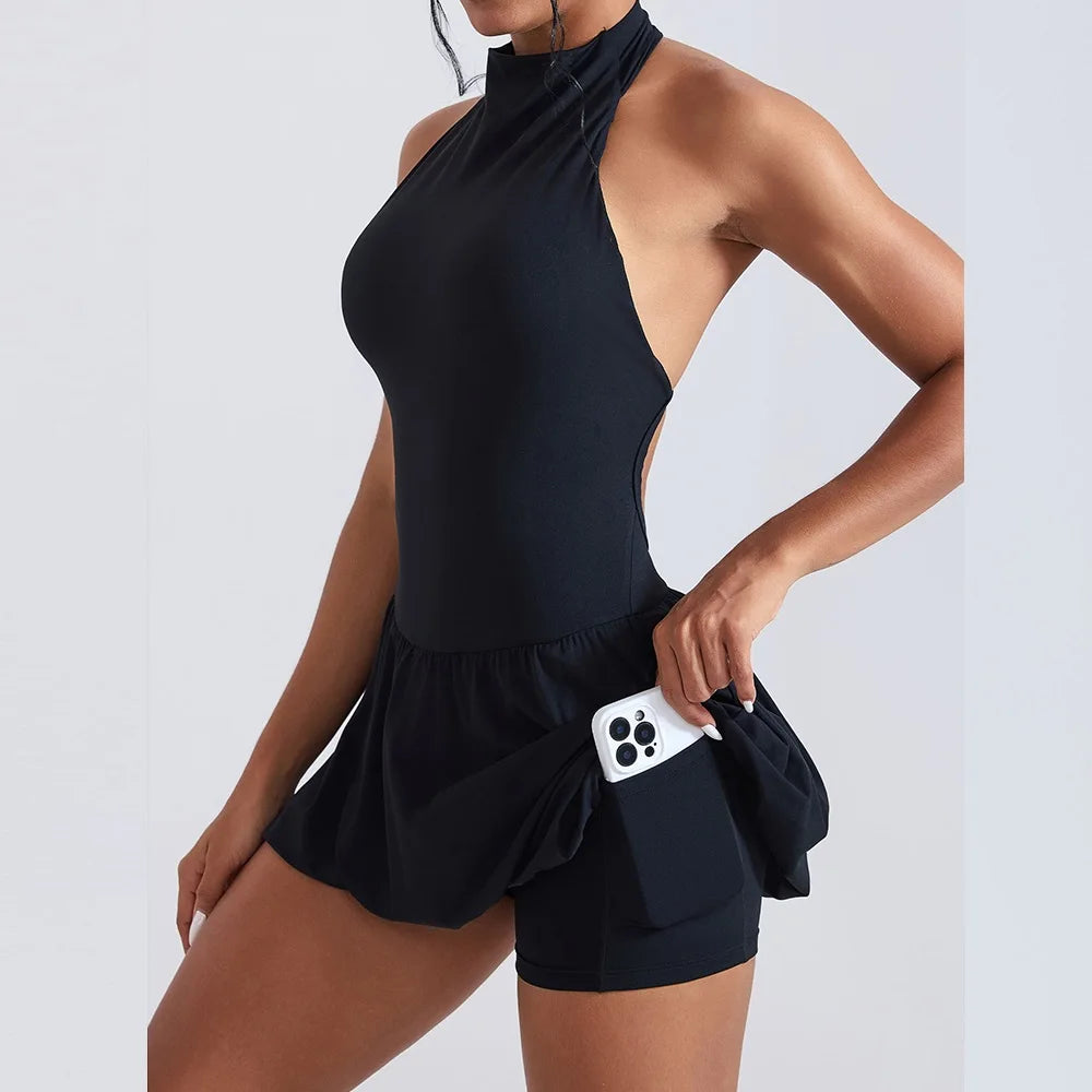 Women's High-Neck Sleeveless Tennis Dress
