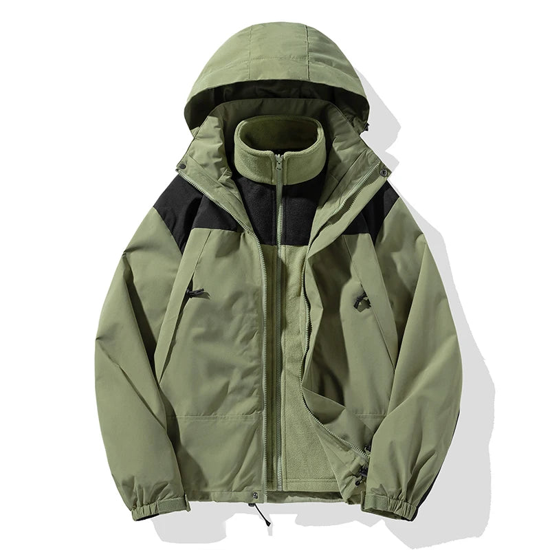 Color Block Hooded Full Zip Long Sleeve Outdoor Jacket