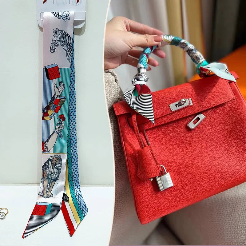 Printed Skinny Scarf for Neck and Bag Handle Styling