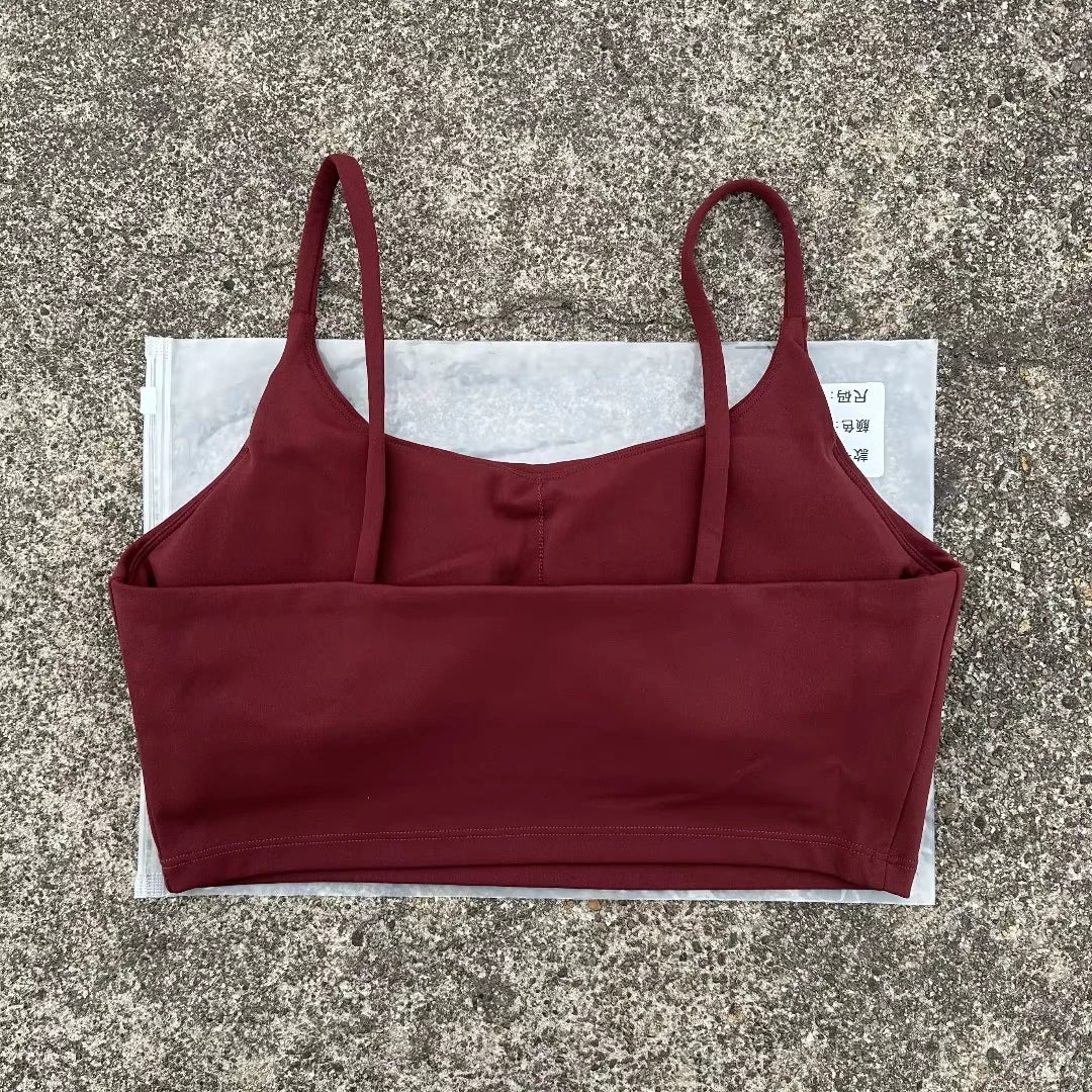 Women's Straight Neck Thin Strap Sports Bra