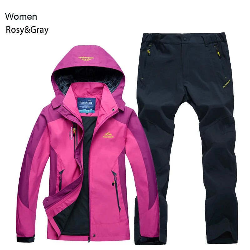 Outdoor Hooded Jacket and Trouser Clothing Set with Style Options