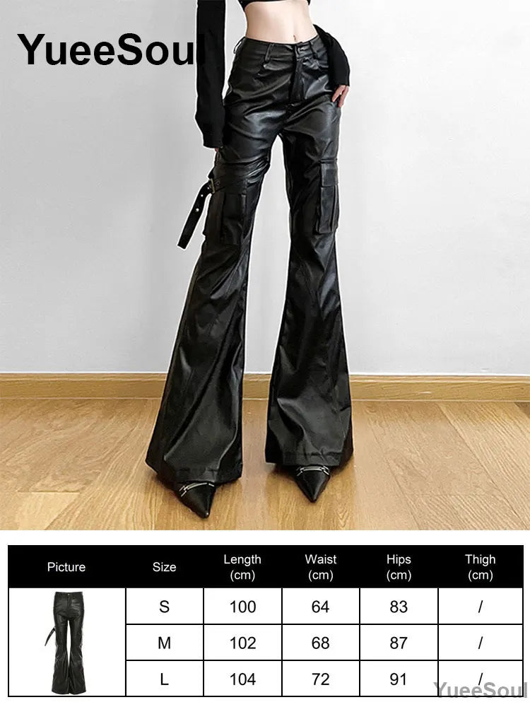 Women's Black Gothic Pants with Flared and Wide Leg Style Options