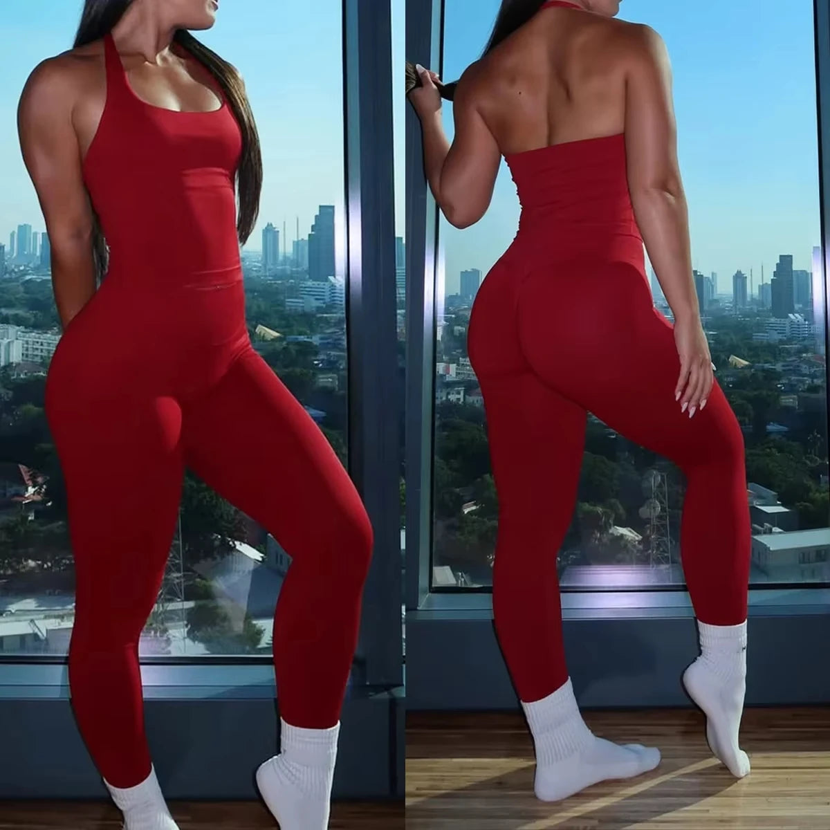 Women's Longline Tank And Shorts Yoga Set For Workout Outfits