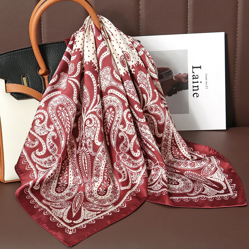 Printed Square Scarf with Floral and Graphic Pattern Options