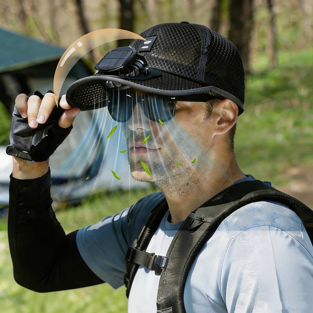 Mesh Baseball Cap with Built In Fan and Adjustable Back