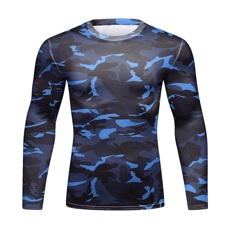Graphic Long Sleeve Fitted Rash Guard for Training Wear