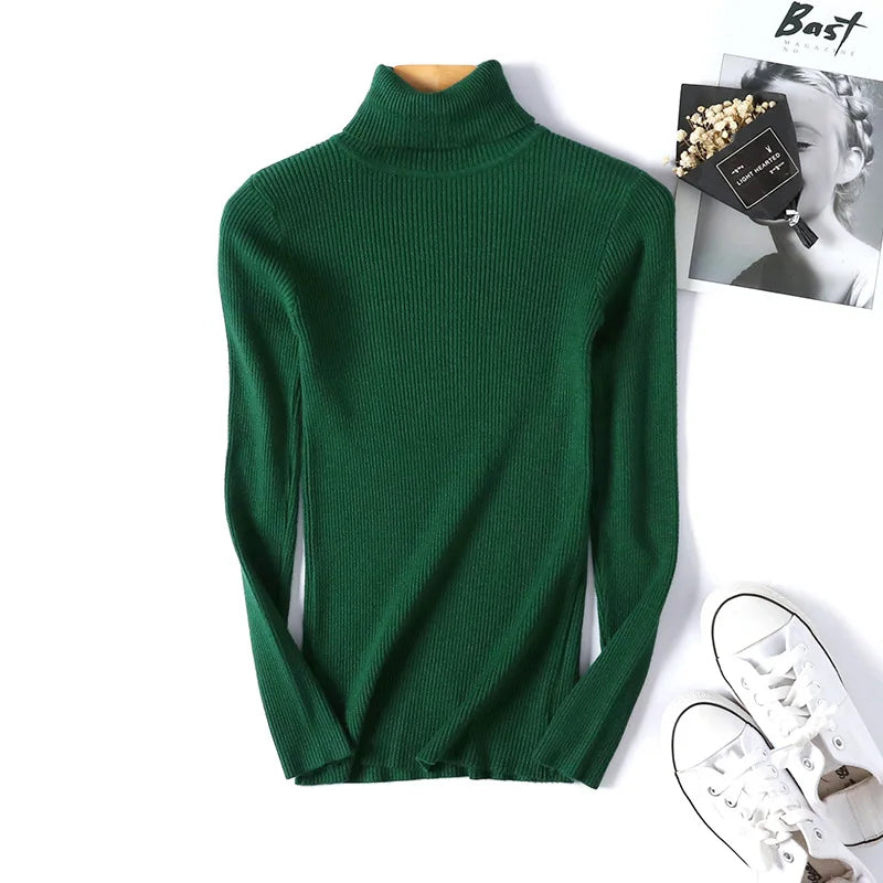 Women's Ribbed Mock Neck Long Sleeve Sweater Casual Knit Layer