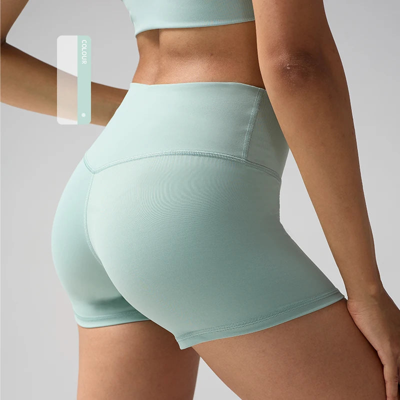 Women's High Waist Nylon Blend Shorts for Yoga and Fitness