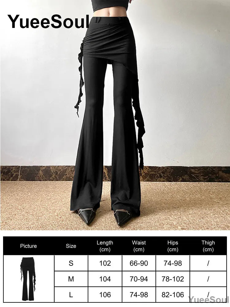 Women's Black Gothic Pants with Flared and Wide Leg Style Options