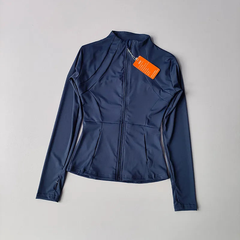 Stand Collar Long Sleeve Full Zip Yoga Training Jacket