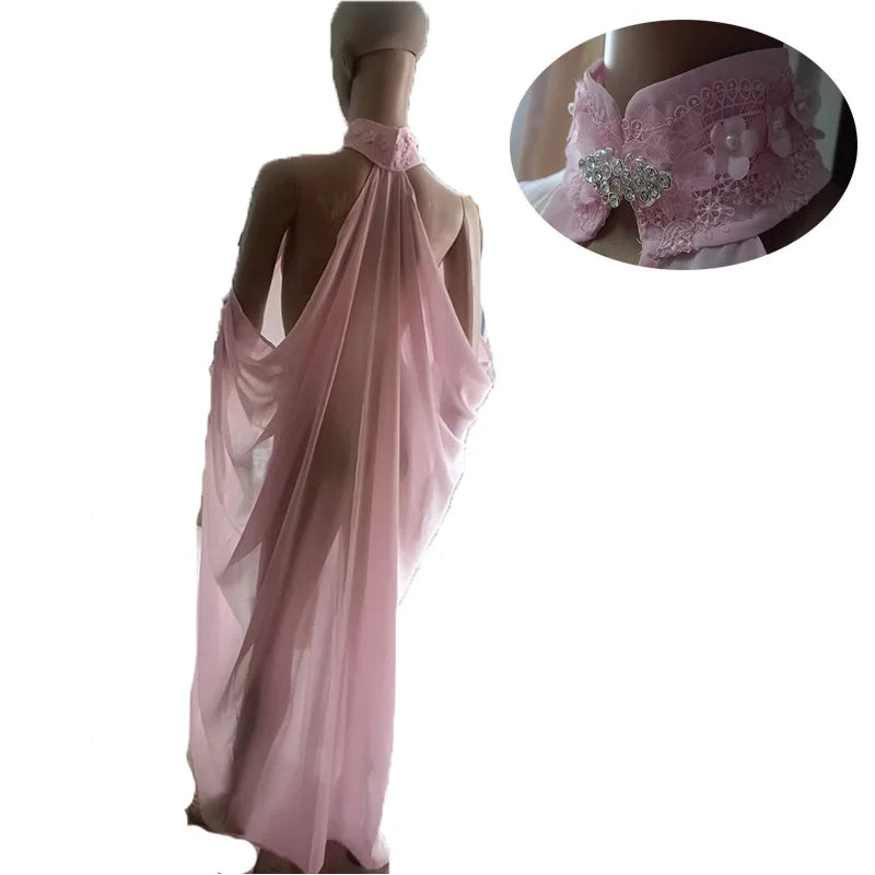 Neck Tie Sheer Long Cape for Layering over Outfits