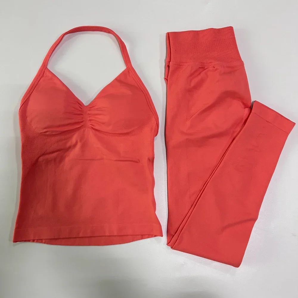 Women's Thin Strap Tank And Leggings Yoga Set
