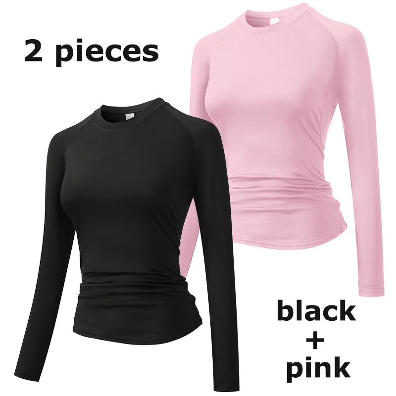 Fitted Crew Neck Long Sleeve Compression T Shirt