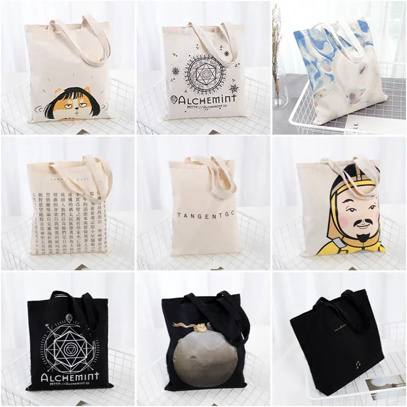 Plain Canvas Style Tote Bag with Long Shoulder Handles