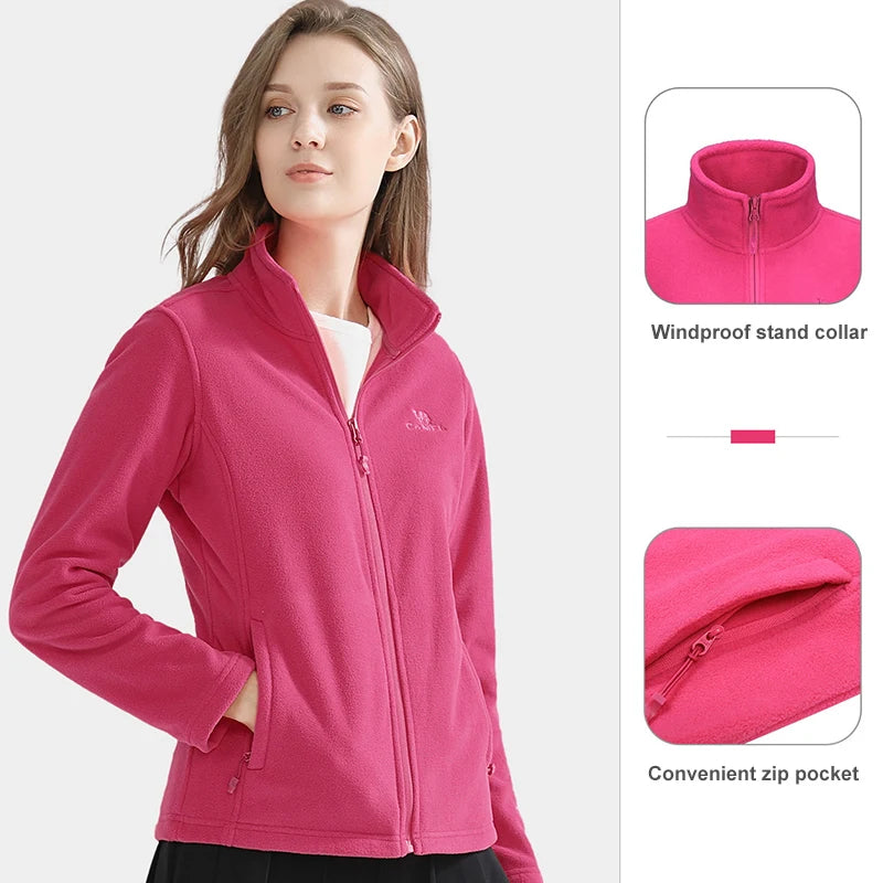 Long Sleeve Full Zip Fleece Outdoor Jacket with Pockets