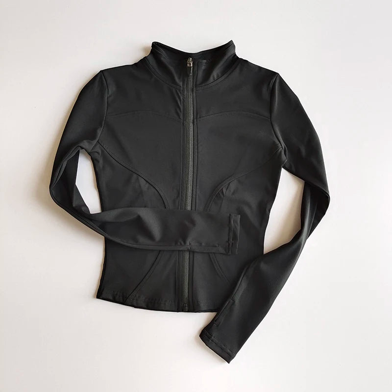 Stand Collar Long Sleeve Full Zip Yoga Training Jacket