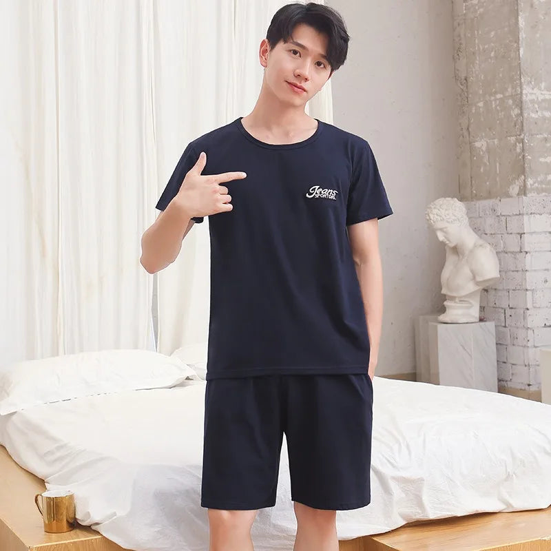 Men's Short Sleeve T Shirt and Shorts Pajama Set