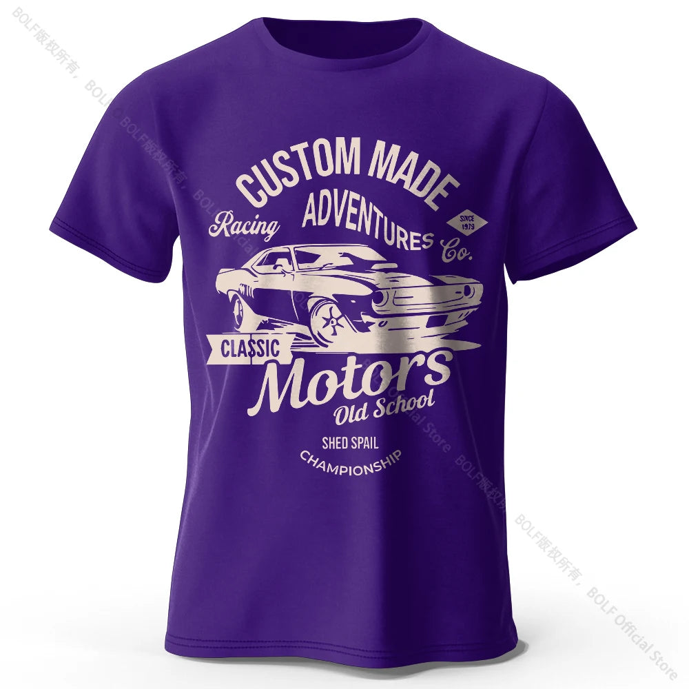 Men's Cotton Motors Graphic Short-Sleeve Oversized T-Shirt