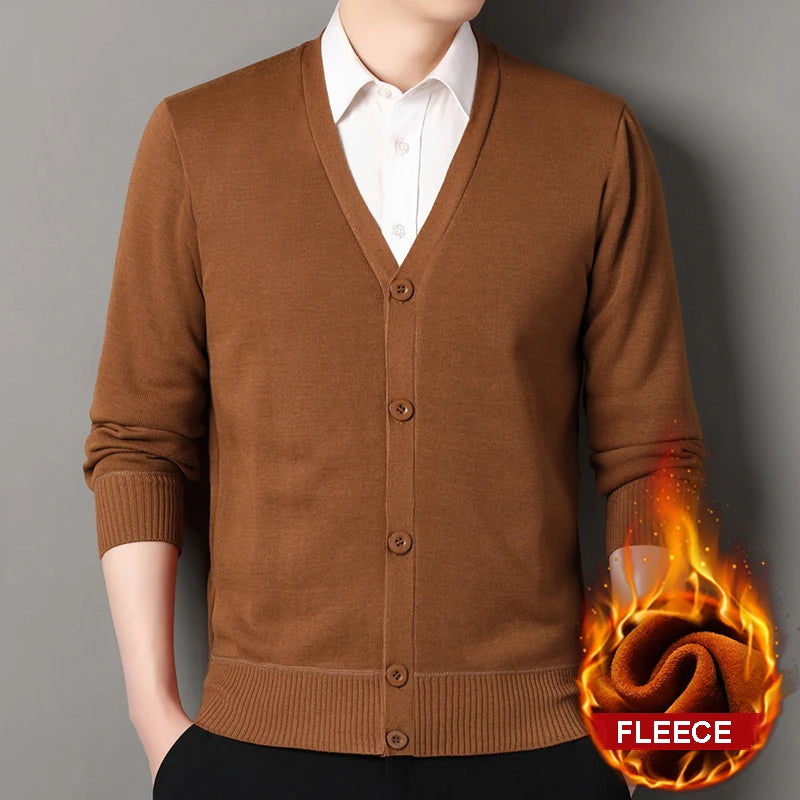 Men's V Neck Button Front Knit Cardigan