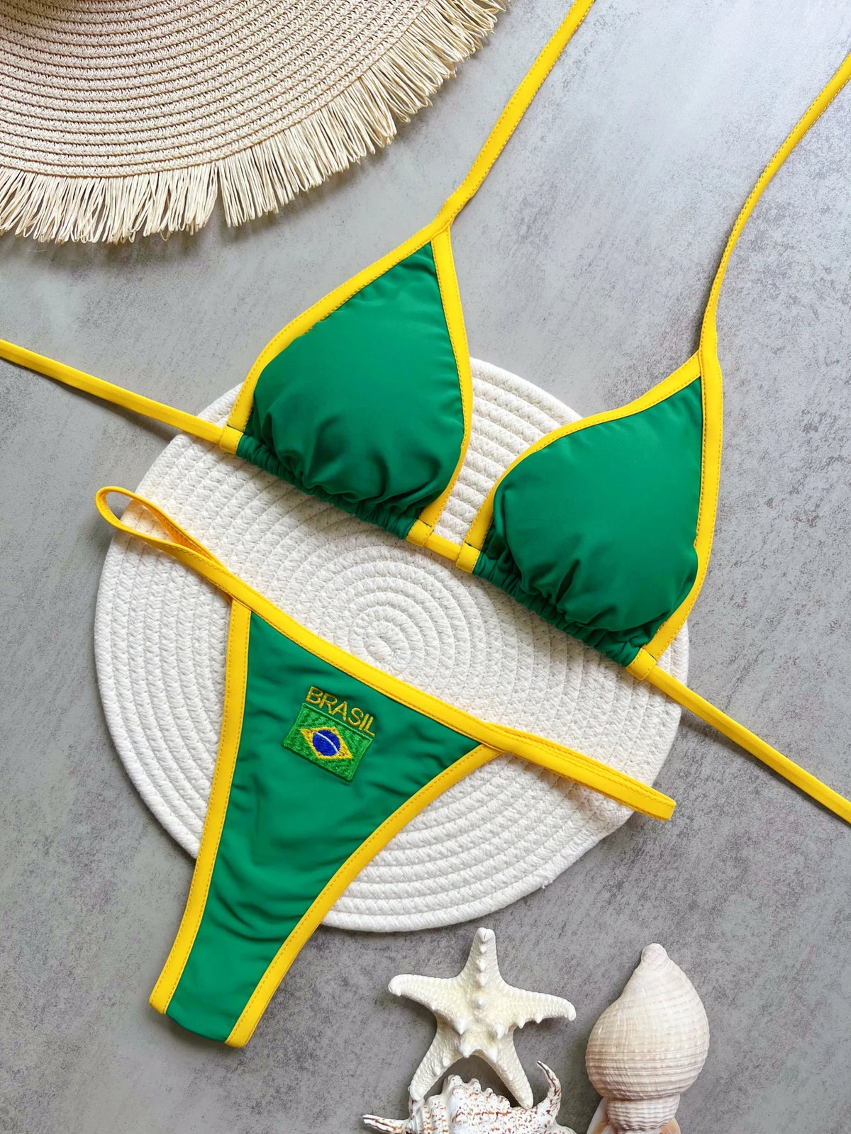 Brazilian Flag Detail Contrast Bikini