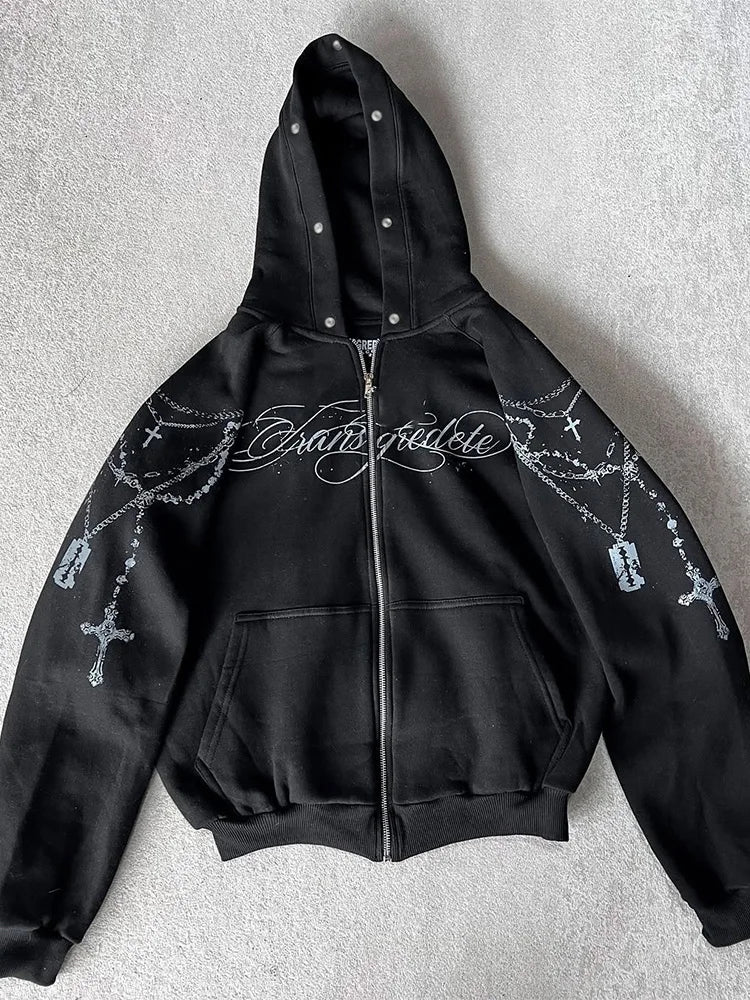 Fluffy Trim Long Sleeve Full Zip Casual Hoodie