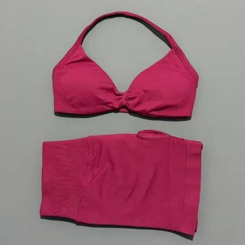 Women's Twist Front Bra And Shorts Yoga Set