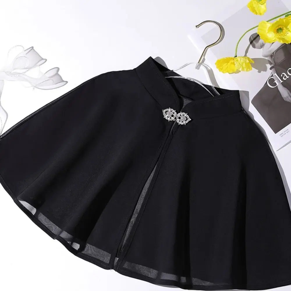 Clasp Front Chiffon Capelet for Layering over Dresses and Tops