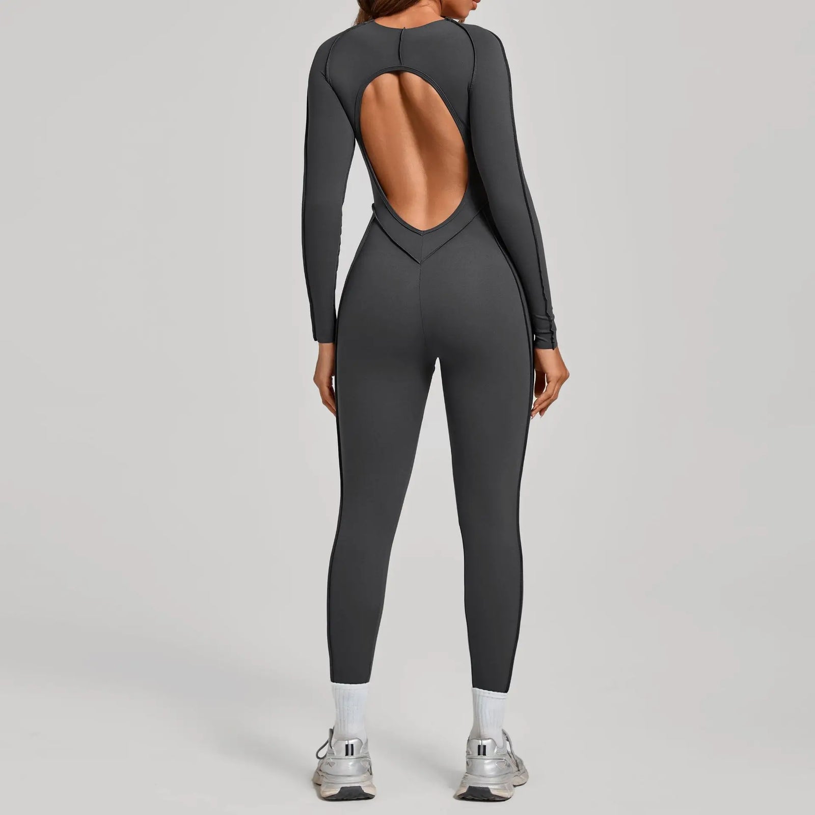 Women's Contoured Workout One Piece with Back Cutouts and Sleeve Length Options