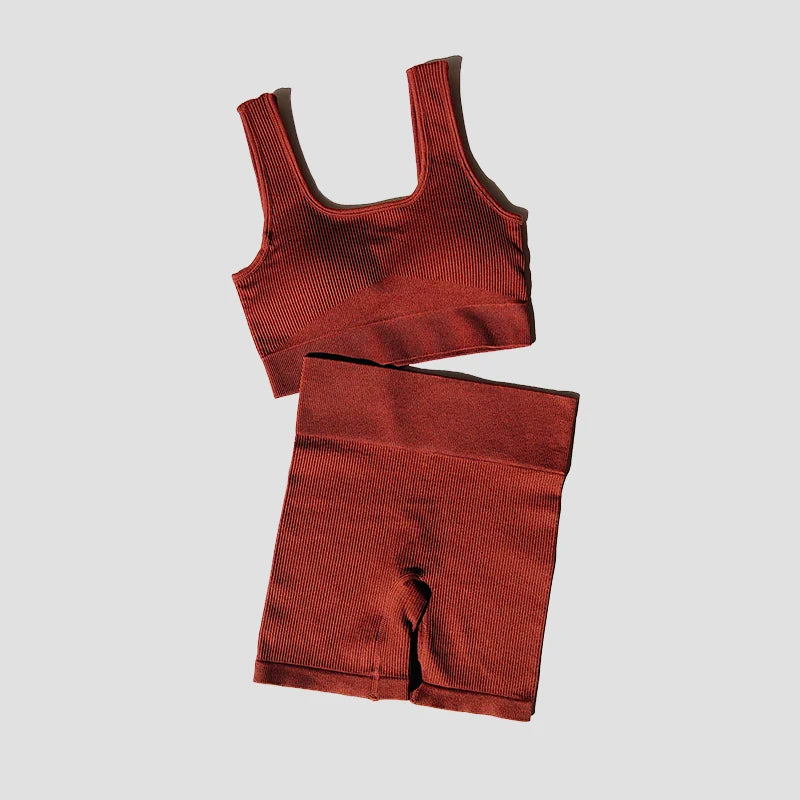 Women's Wide Strap Bra And Shorts Yoga Set