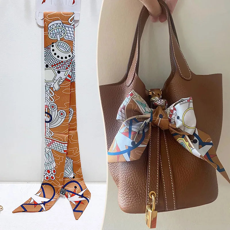 Printed Skinny Scarf for Neck and Bag Handle Styling