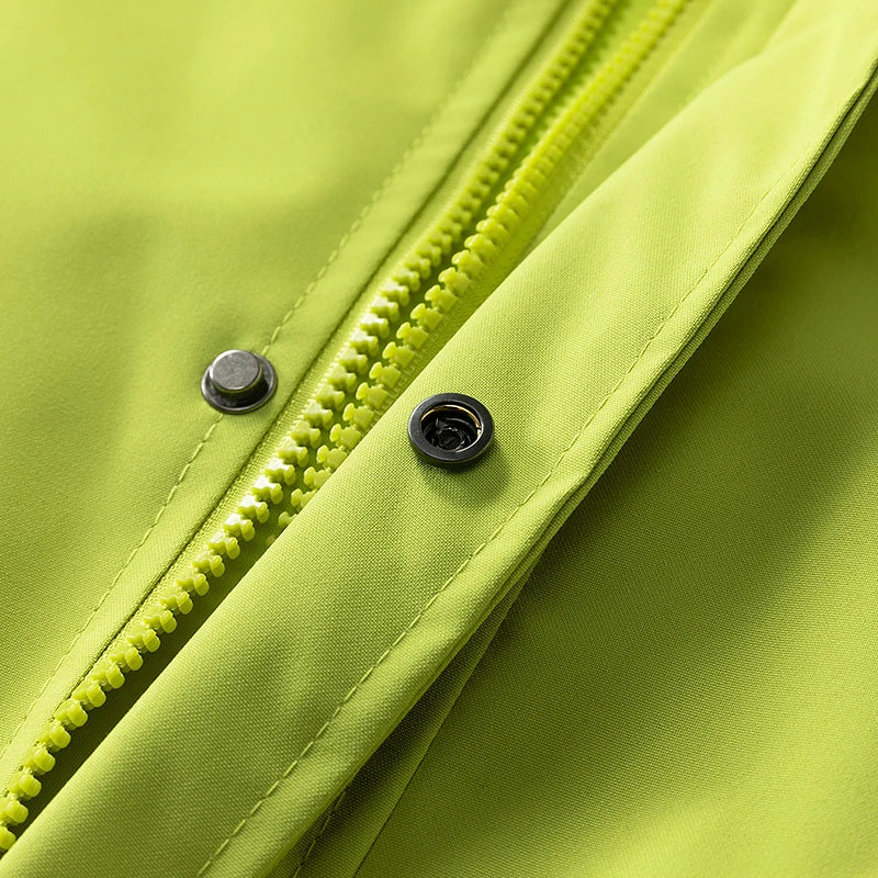 Hooded Zip-Up Windbreaker Jacket with Adjustable Cuffs for Outdoor Wear