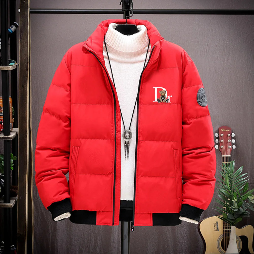 Men's Quilted Stand Collar Zip Front Jacket