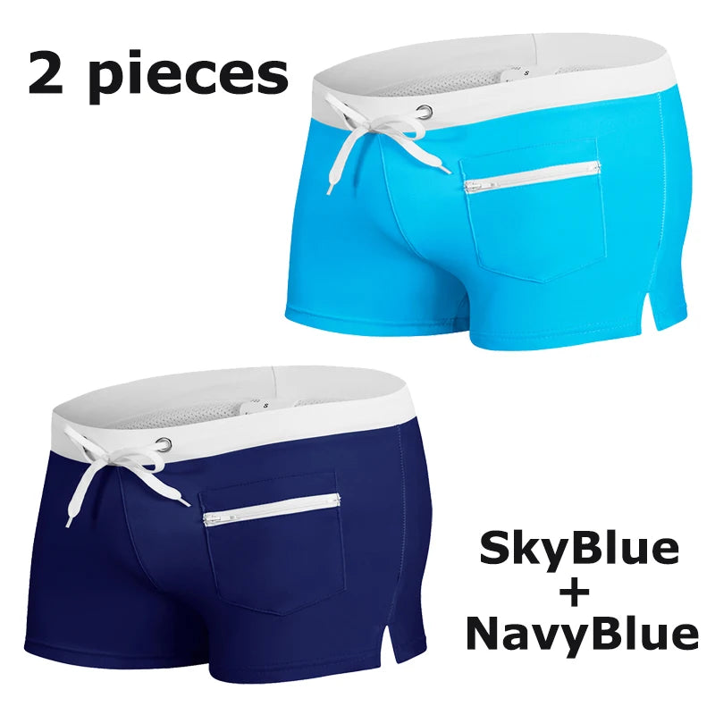 Men's Swim Shorts with Mesh Liner and Zipper Pocket for Beach and Pool Wear