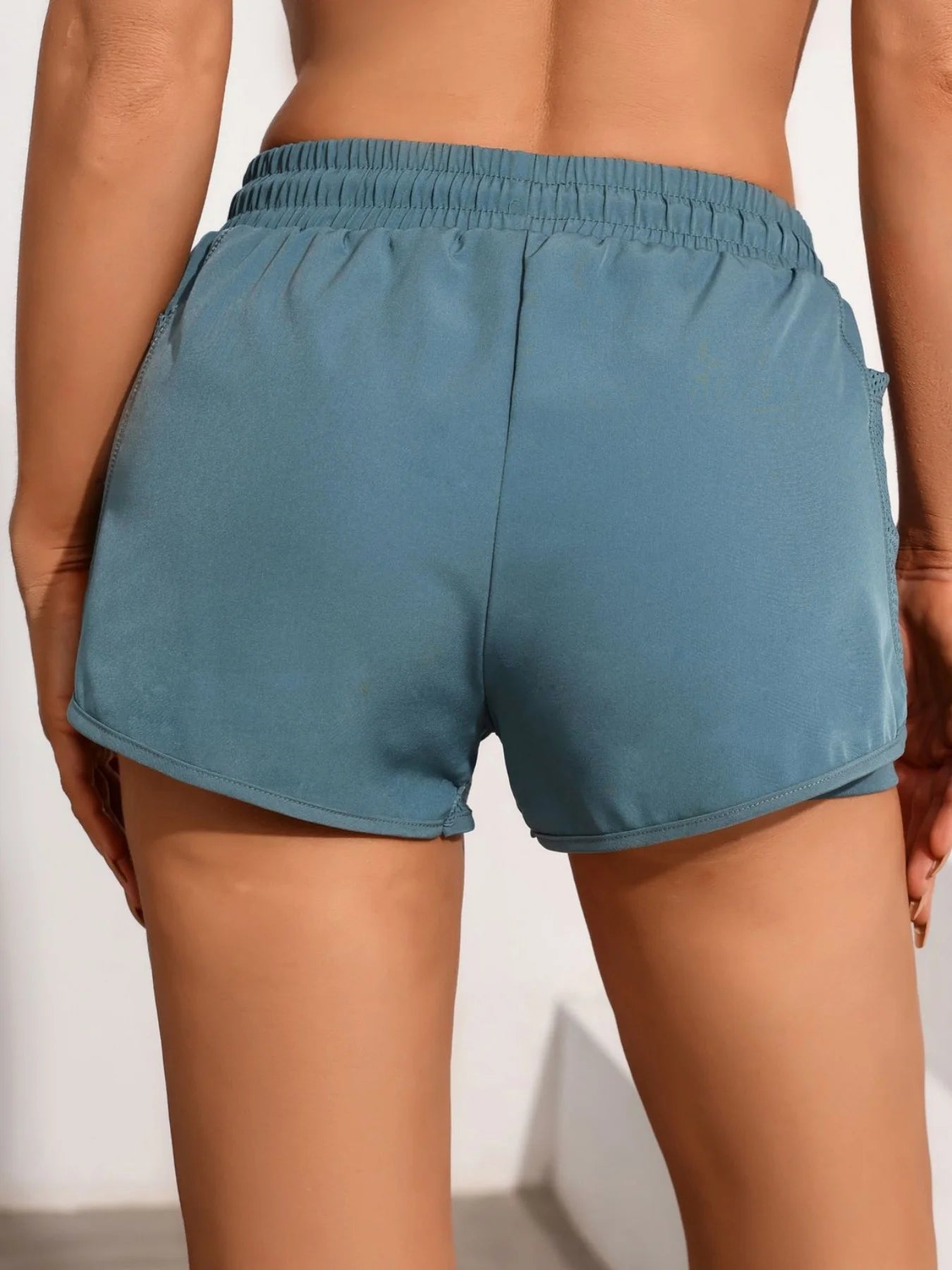Women's Two Layer Polyester Running Shorts with a Drawstring Waist