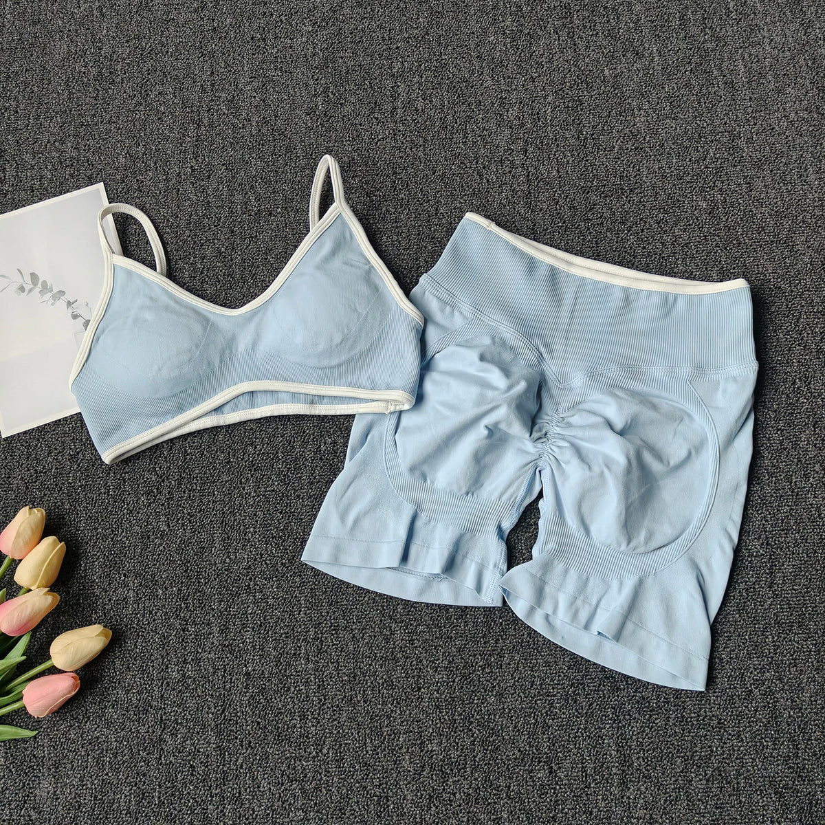 Women's Racerback Bra And Shorts Yoga Set For Workout Outfits