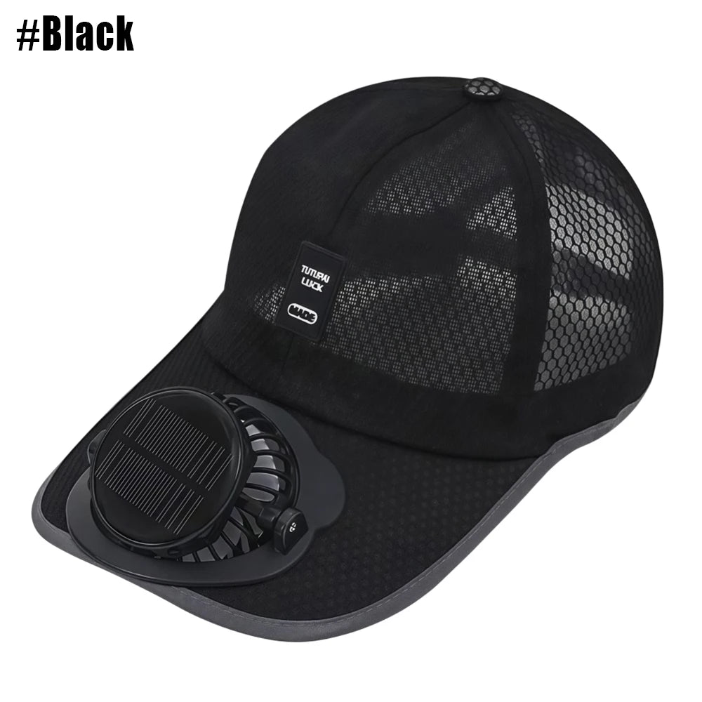 Mesh Baseball Cap with Built In Fan and Adjustable Back